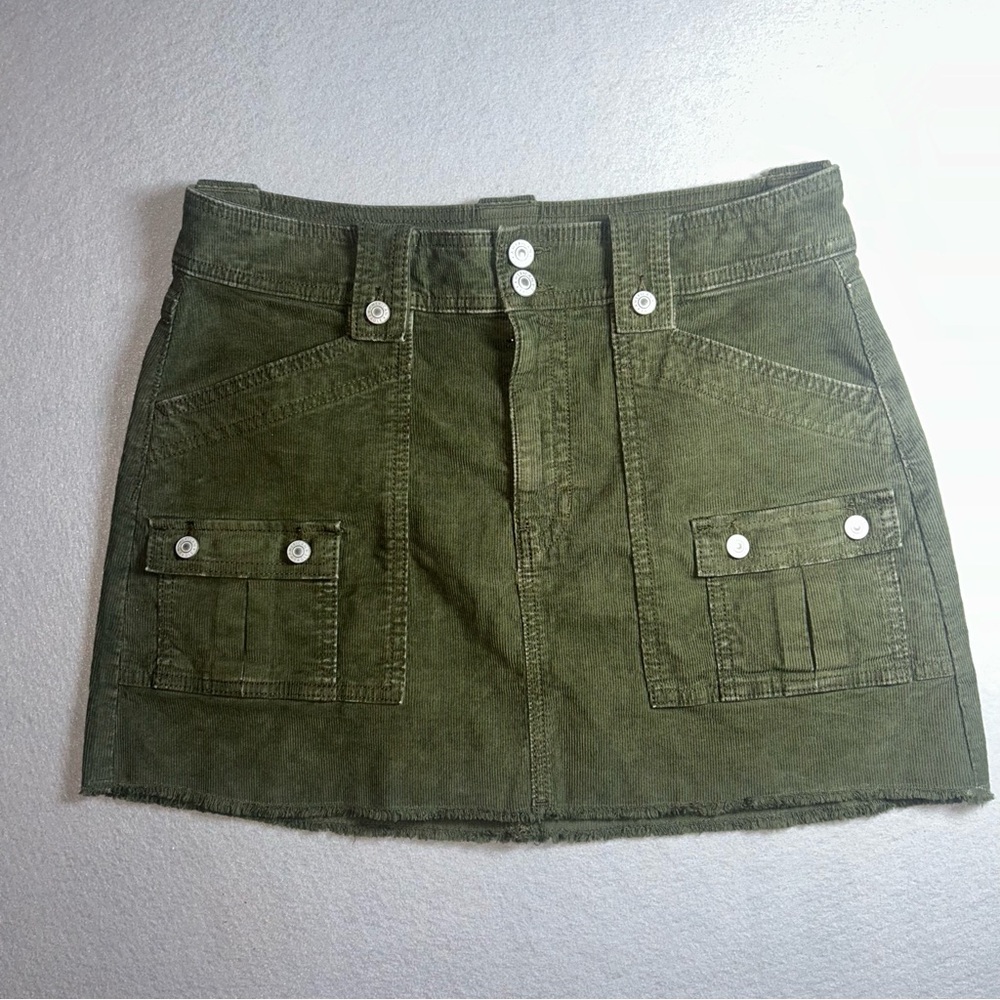 American Eagle womens size 10 olive green cargo skirt Super High Rise A-Line NWT